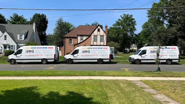 Three Boston Restoration Group service vans serving Greater Boston properties