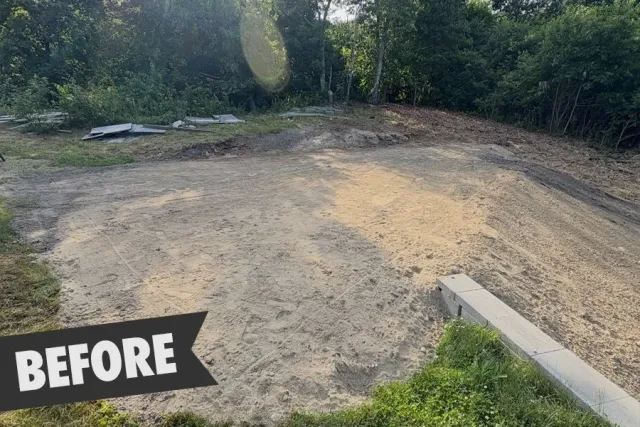 Client requested maintenance-free entertainment area in previously unusable backyard space.