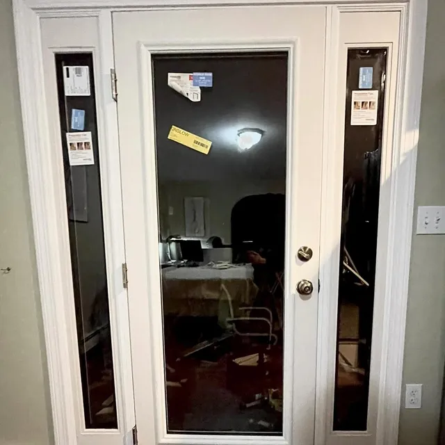 Full-lite entry door with matching sidelights