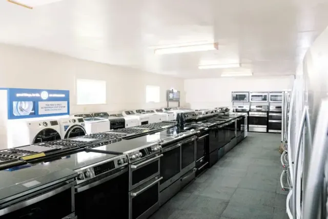 There are a lot of appliances in this room.