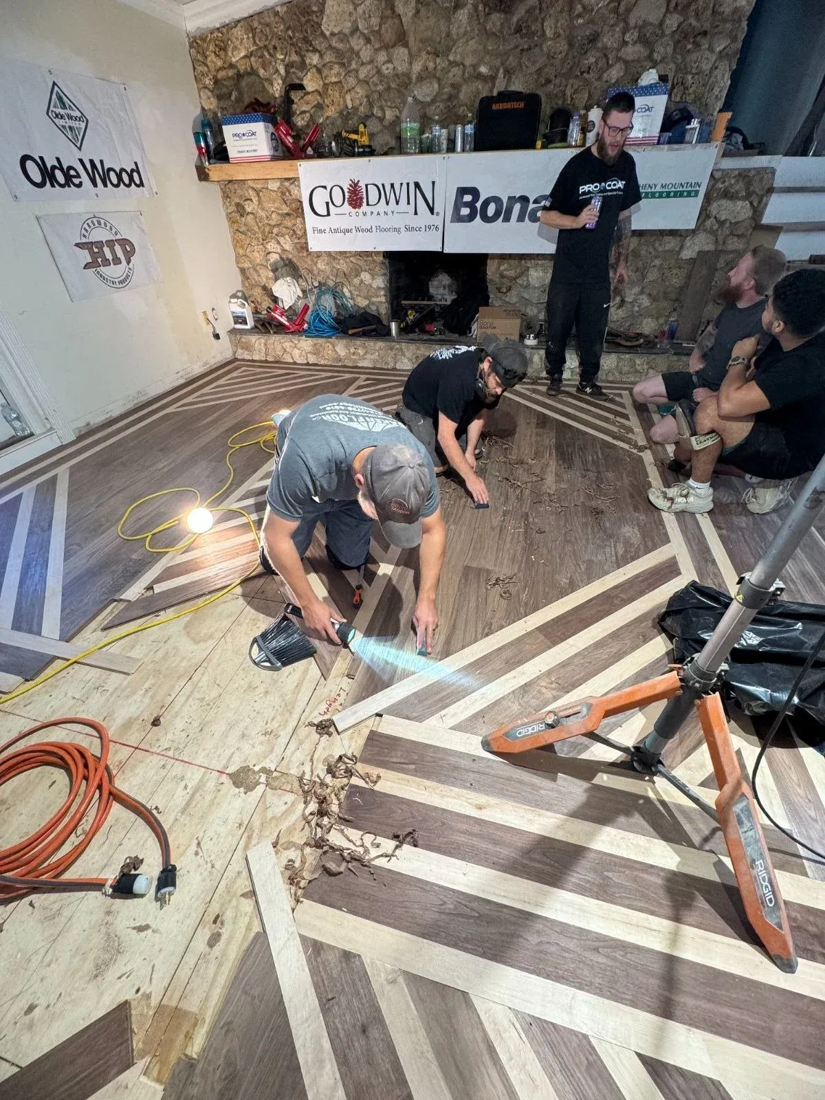 The art of hardwood flooring in action.