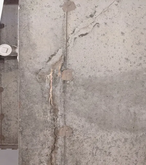 A crack in a basement wall