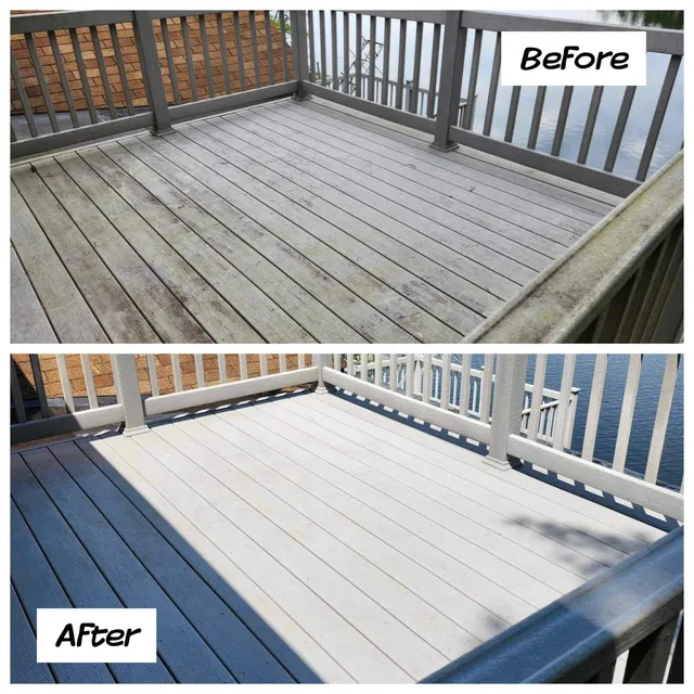 Deck cleaning before and after