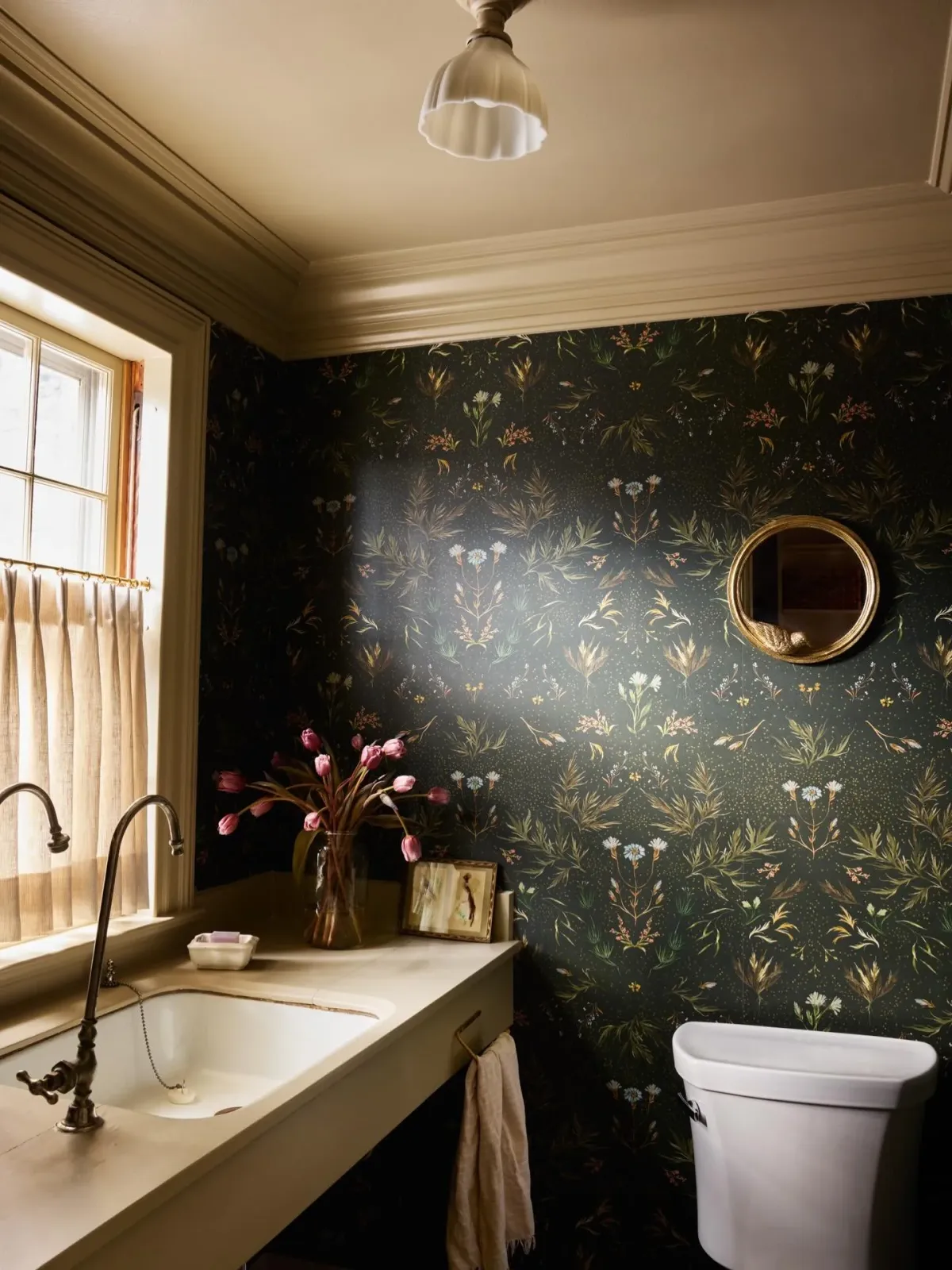 Tulips everywhere in my house these days.
Sweet little bathroom from our Milton cottage project. Kept the old and added just a few new details / all charm here #thayerdesignstudio