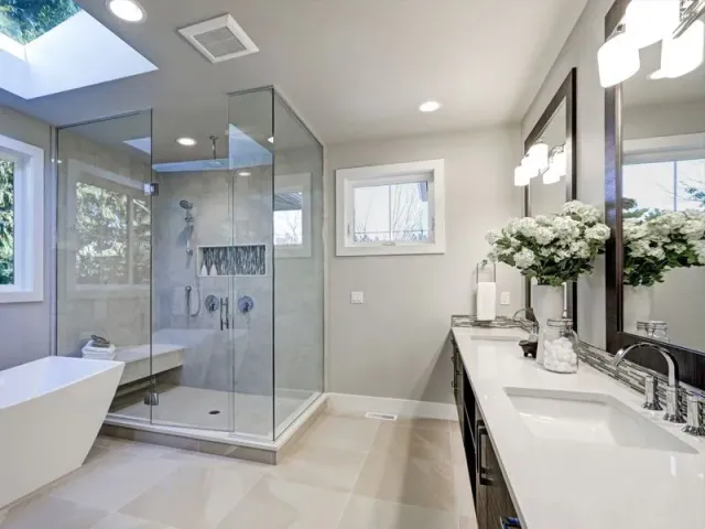bathroom with sink and shower