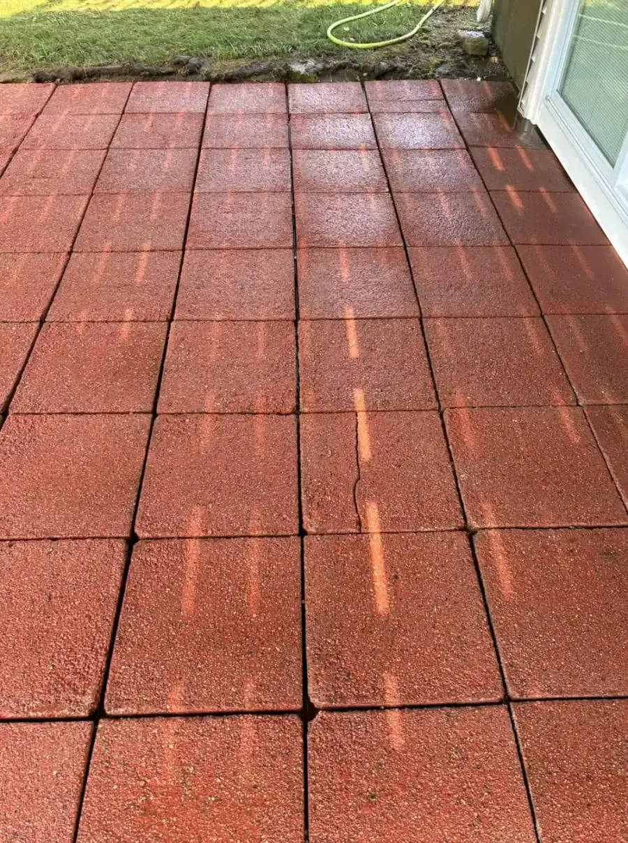 After Moss Removal from a Brick Paver Patio in Worcester County, MA — Pro Pressure Washing