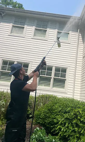House Being Power Washed