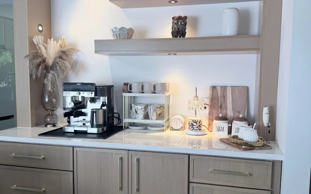 Completed Custom Built-In Coffee Bar by Reliance Construction