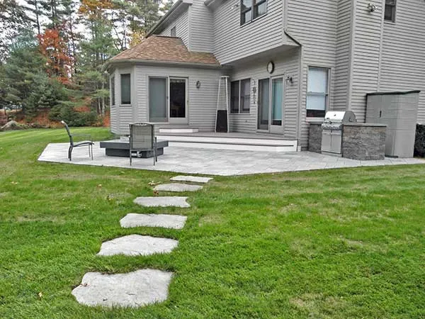 Warehem, MA backyard patio and walkway.