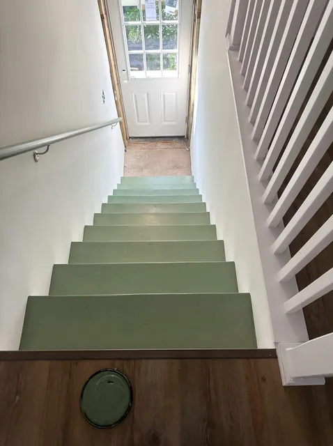 Stairs painted sage green