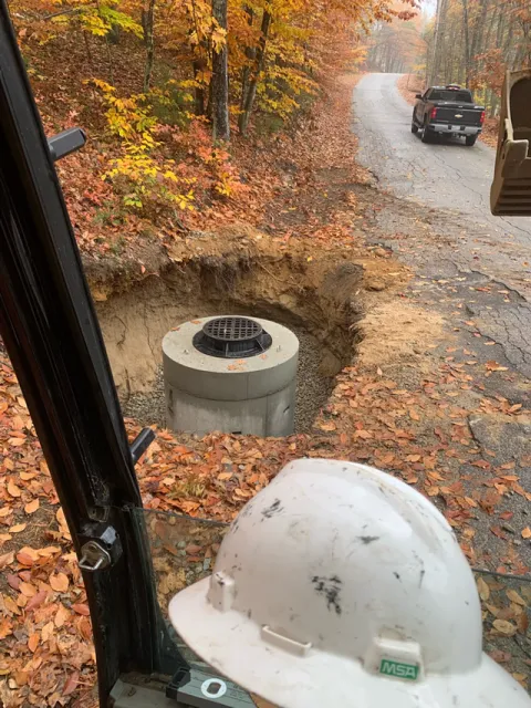 Underground utility being installed by David Langley & Sons