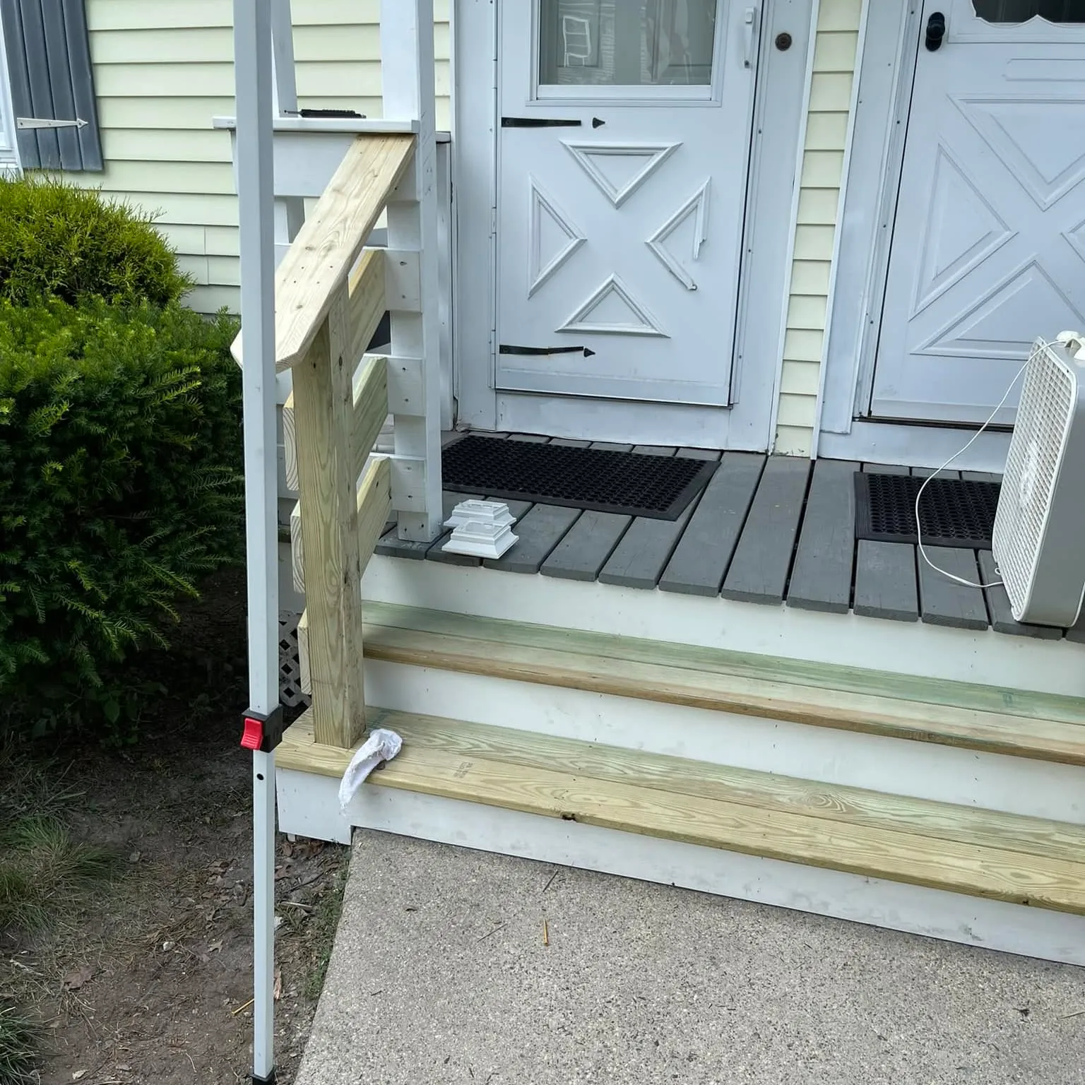 Completed handrail and porch rail work