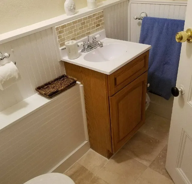Bathroom vanity and wainscot