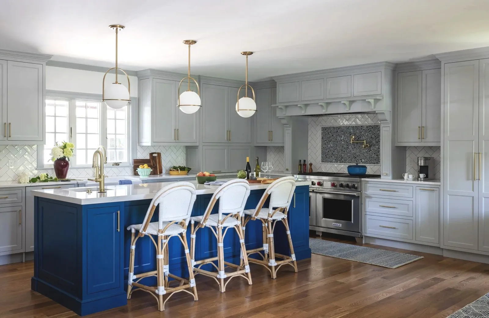 blue cabinets kitchen