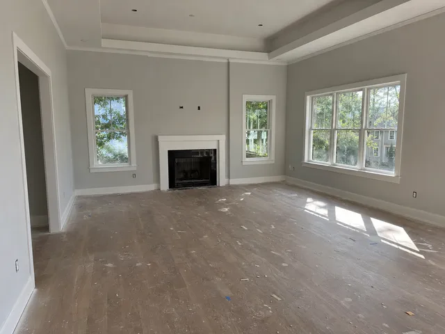Living room before post construction cleaning