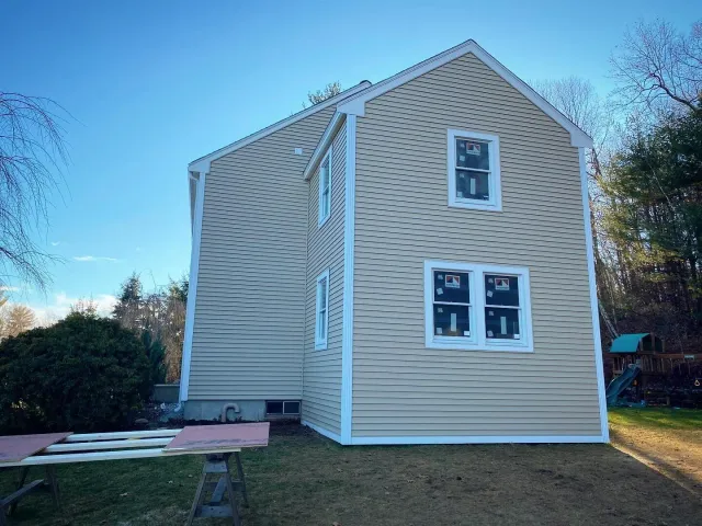 Done with our latest addition in #groton ! Adding a two-story, two bedroom structure was a super fun way to start the year. Wide plank oak flooring compliments the bright white trim, and a custom desk and bookshelf tie together the design theme. All