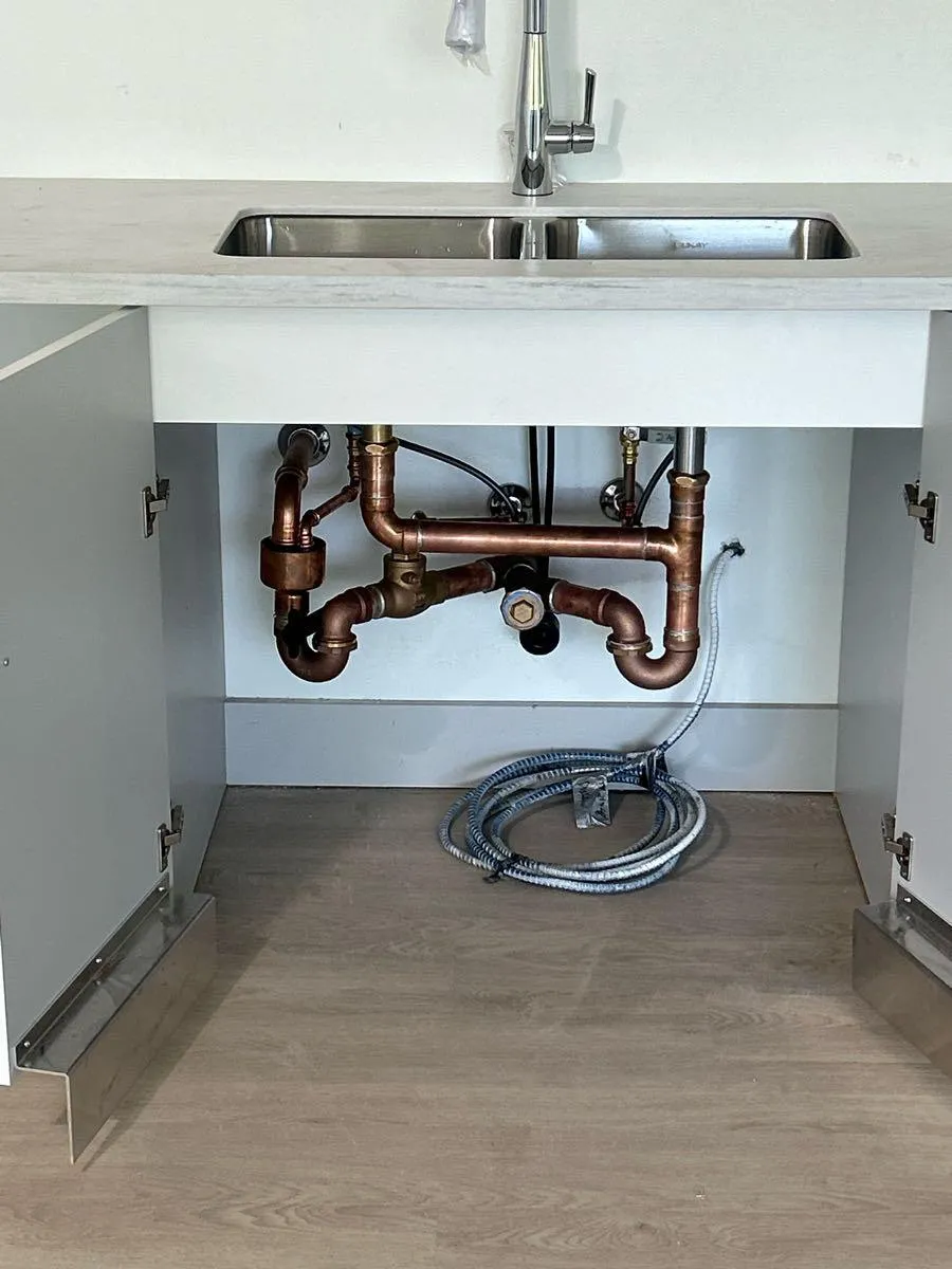 Under-sink copper supply and waste rough-in