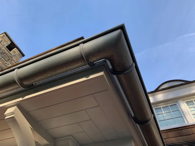 gutter repair project by Gutter Masters shown from below