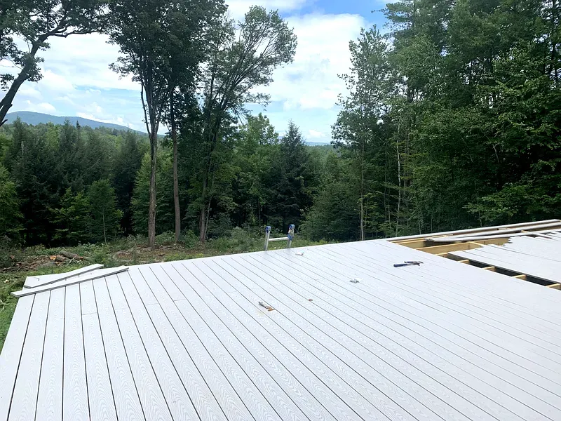 New decking laid on a hillside build