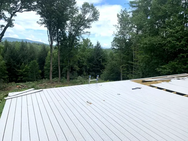 New decking laid on a hillside build