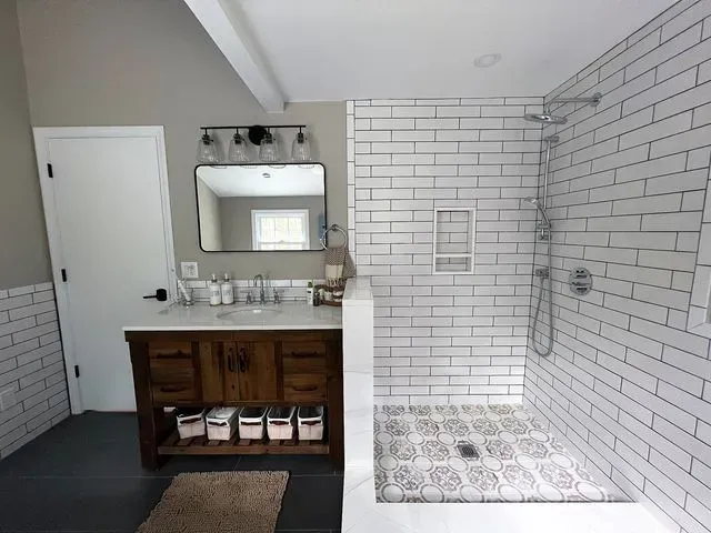 Shower part of bathroom angle two - Mendon, MA | American Bath Works