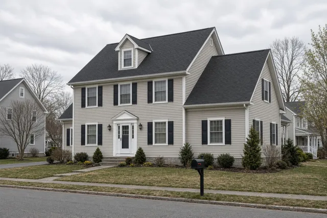 Finished Connecticut colonial with a new architectural-shingle roof and dormers