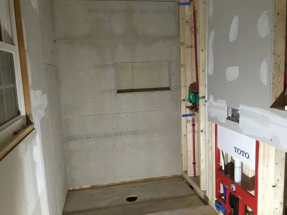 Shower rough-in: cement board and carrier
