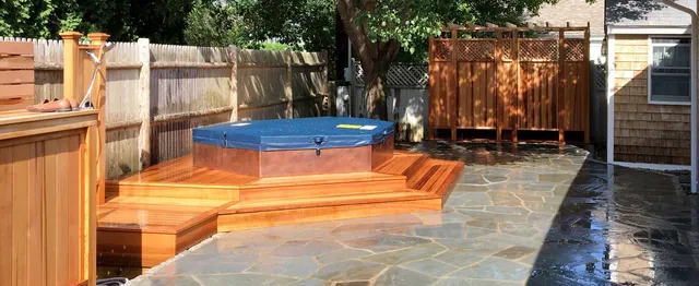 Custom Built Hot Tub and Patio Cape Cod