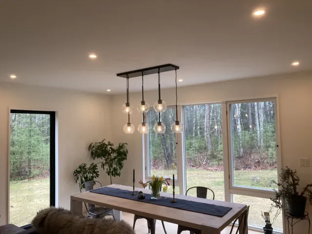 light fixture above dining room table