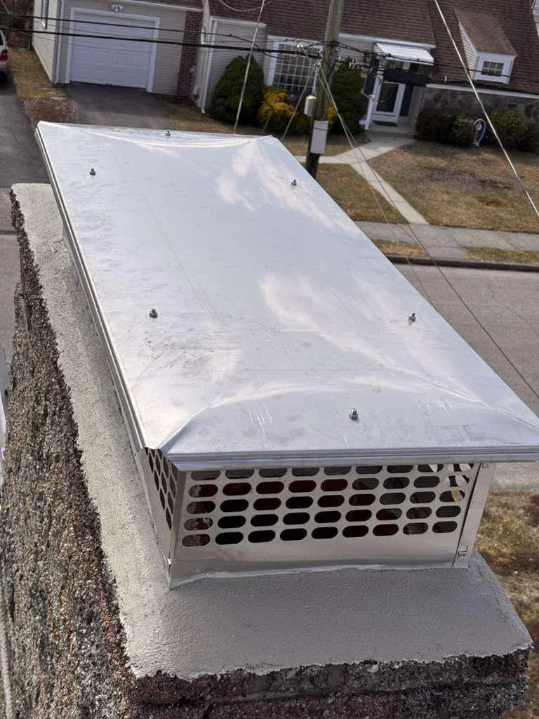 Chimney cap large stainless overhead — Chimney Goat project