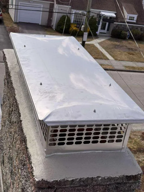 Chimney cap large stainless overhead — Chimney Goat project