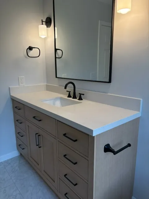 Blue Tile Hallway Bathroom | Danbury, CT