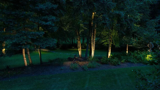 Landscape illuminated at night