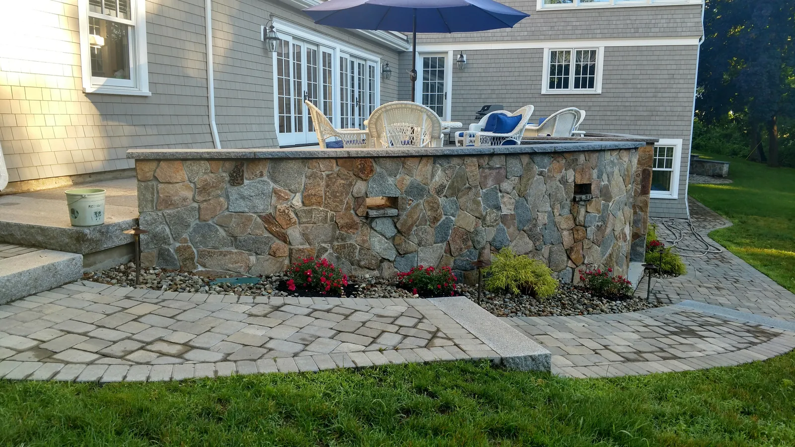 Stone walkway and paver path by Stiles and Sons