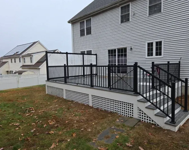 Home deck installation with staircase