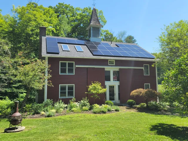 Rooftop solar panel installation in Stockbridge, MA by New England Solar+Green