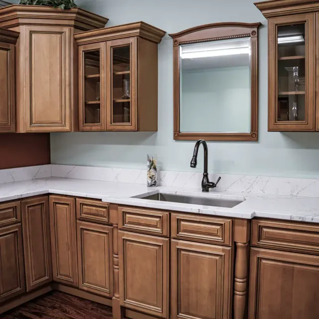 Quartz countertop fabricated and installed by Precision Granite Works — New Hampshire kitchen project