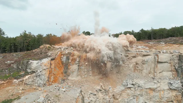 Aerial view of the Oxford quarry before Capital Rock’s largest blast