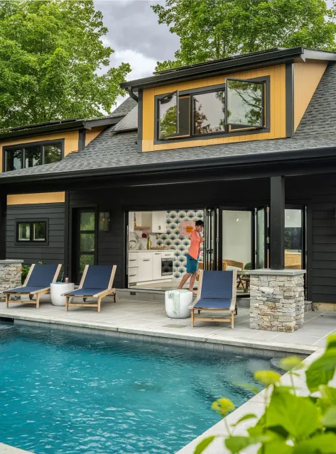 home built by Classic construction group with a pool