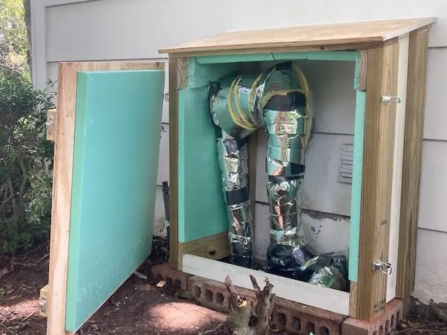 insulated enclosure for exterior water pipes