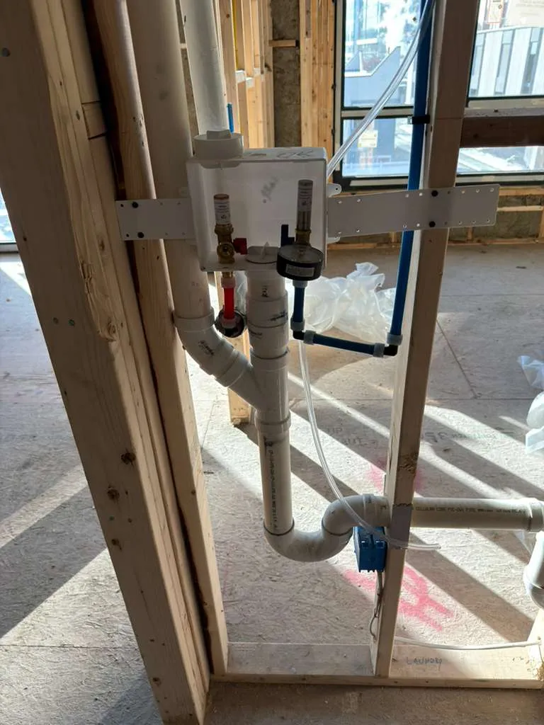 Laundry drain and water rough plumbing installation