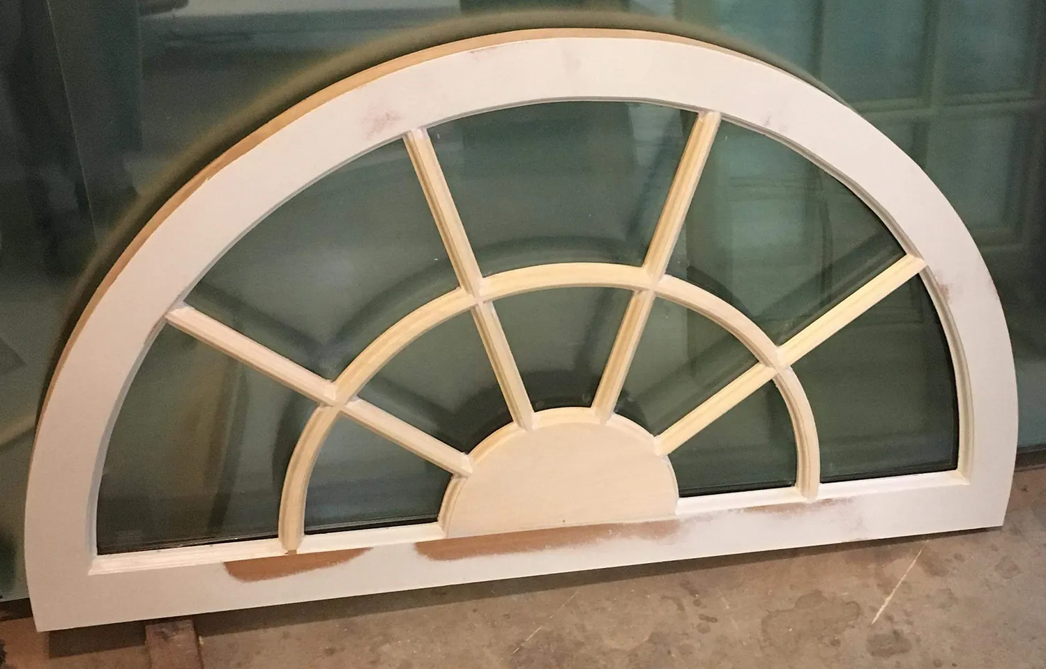 window curved half moon frame