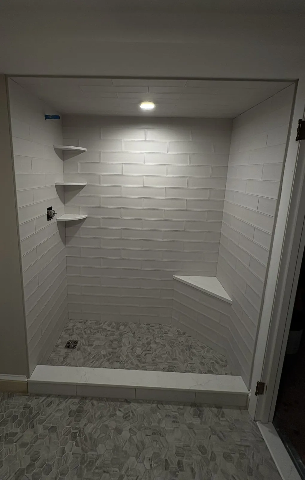 Hex Mosaic Floor Shower