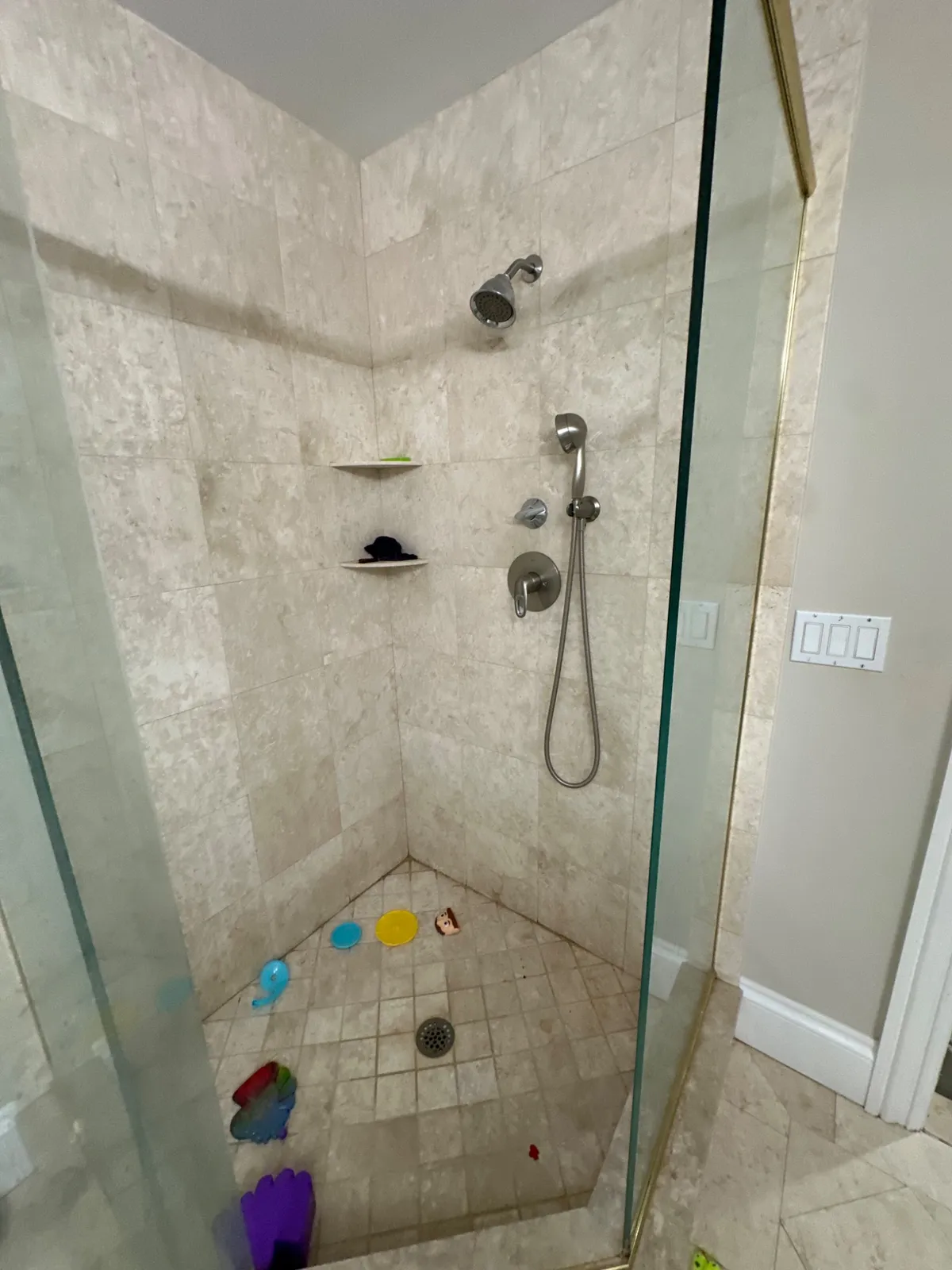 Bathroom shower before cleaning