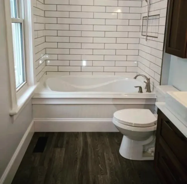 Small and simple bathroom remodel on a budget in Fairfield County.
