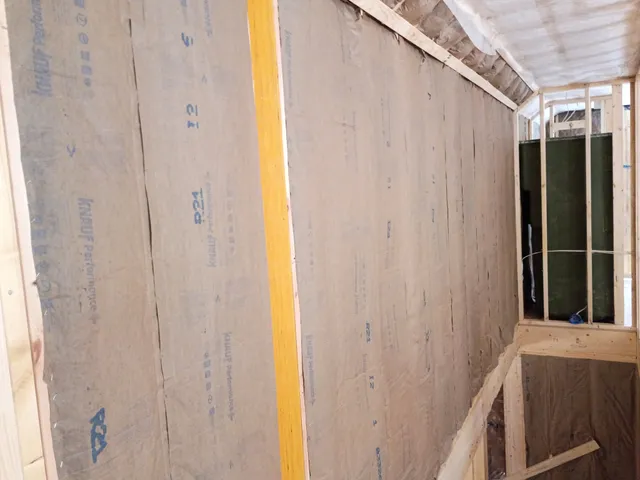 Vapor barrier wall detail in a Mont Vernon New Hampshire insulation project