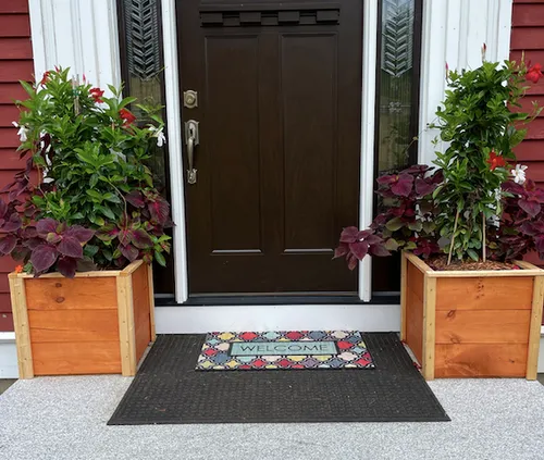 custom self-watering planter wood planks