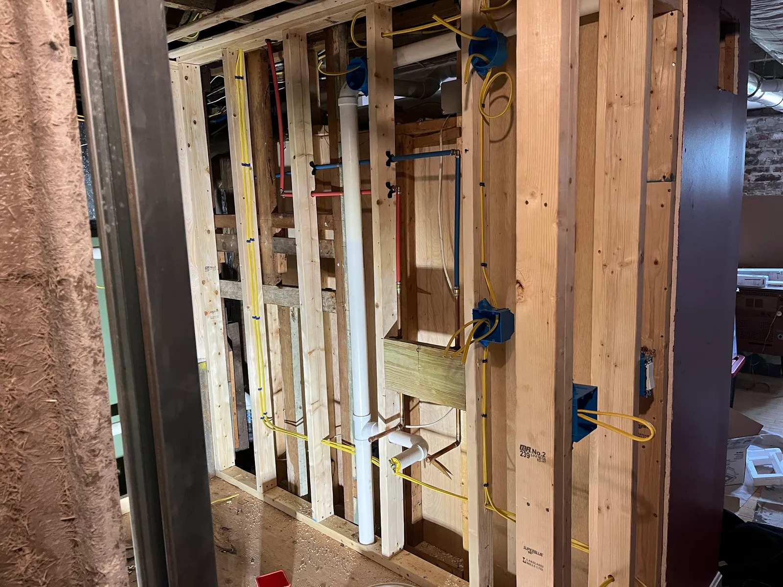 Rough electrical in wall framing during a remodel