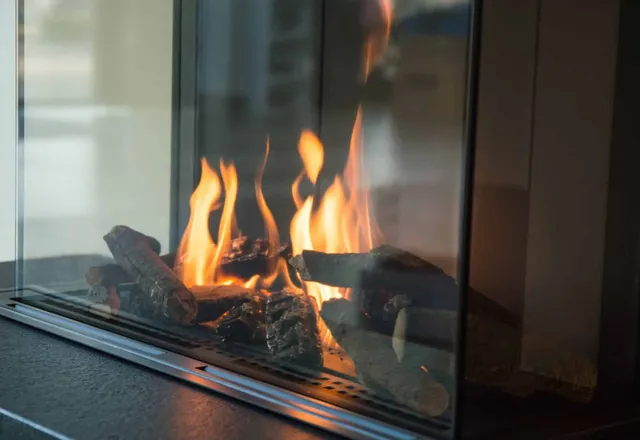 Modern Fireplace Burning