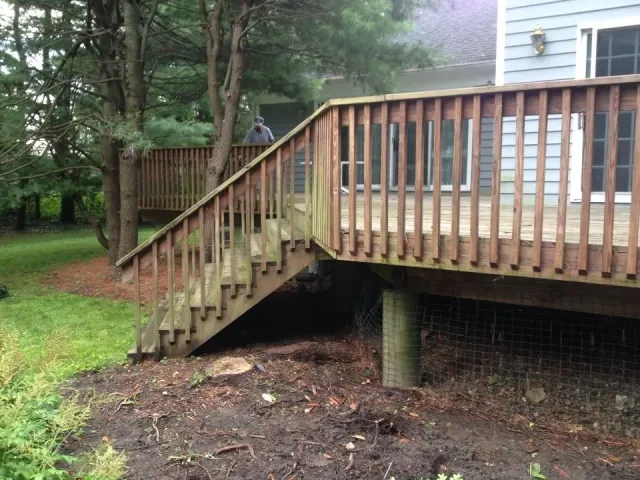Wide Wooden Deck on Backyard